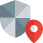 Location with shield logotype isolated on a white background icon