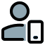 Classic user using web messenger on a smartphone icon