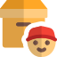 Delivery boy face with a cargo delivery box layout icon