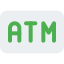 Automated teller machine for making financial transactions from a bank account icon