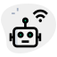 Robot with wireless internet connectivity signal isolated on a white background icon