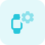 Smartwatch internal setting with cogwheel logotype isolated on white backgsquare, icon