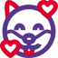 Hearts revolving around pet dog face emoticon icon