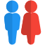 Male and female bathroom stickman signal logotype icon