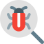 Seach for solution to counter bug in software programming icon