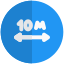 Distance of about ten kilometers range on a road signal icon