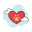 Heart with dog paw icon