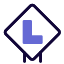 L shaped learner zone on a road sign board icon