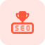 Champion of seo research with trophy logotype icon