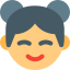 Chinese woman face avatar with happy emotions icon