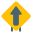 Straight forward up arrow signal as signpost icon