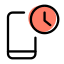 Mobile phone timer or stopwatch function logotype icon