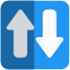 Both way direction traffic incoming and outgoing direction icon