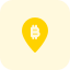 Bitcoin exchange rate with location pin symbol icon