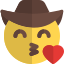 Baby with cowboy hat blowing kiss with heart icon