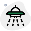 Non-native flying saucer invasion with lesar beam on ground icon