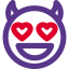 Heart eyes of devil with horns smiling face emoji icon