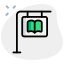 Sign post of a library direction isolated on a White background icon