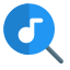 Magnifying glass Logotype for searching music online icon