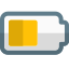 Smartphone medium battery power level indication isolated on a white background icon