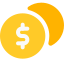 Dollar coin symbol isolated on a white background icon