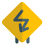 Extreme sharp turn with zigzag arrow turn icon
