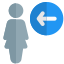 Businesswoman with a left direction arrow indication icon