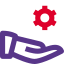 Share setting option with hand and cog symbol icon
