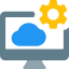 Cloud computing software setting on personal computer icon