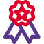 Flower star emblem with double ribbon layout icon