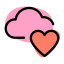 Favorite cloud location for storage with heart shape icon