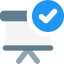 Verified tickmark on presentation board isolated on white background icon