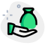 Banking loan with money bag in hand icon