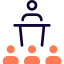 Team leader with co-workers in a conference icon