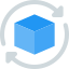 Reload cube design with loop arrows layout icon