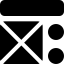 Cross frame assembly with bar and round block top view icon