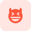 Grinning demon and horns smile with open mouth icon