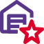 Warehouse with star logotype - favorite storage unit icon