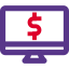 Internet banking and online purchase on desktop computer icon