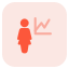 Uptrend sales chart of the businesswoman statistics icon