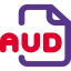 The AUD file extension is a data format used for AUD compressed audio files or sound clips icon