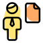 Businessman sharing a single file on an online server icon