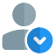 Downward direction arrow for backward direction indication icon