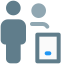 Multiple family member using web messenger on a smartphone icon