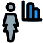 Line chart of the businesswoman with sales graph icon