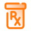 Frasco de comprimidos com prescrição médica icon