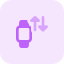 Internet cellular connectivity from smartwatch with arrows up and down icon