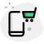 Online marketplace on cell phone with cart logotype icon