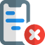 Delete content in a smartphone with crossed logotype icon