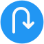 U-turn road side signal for traffic sign post icon